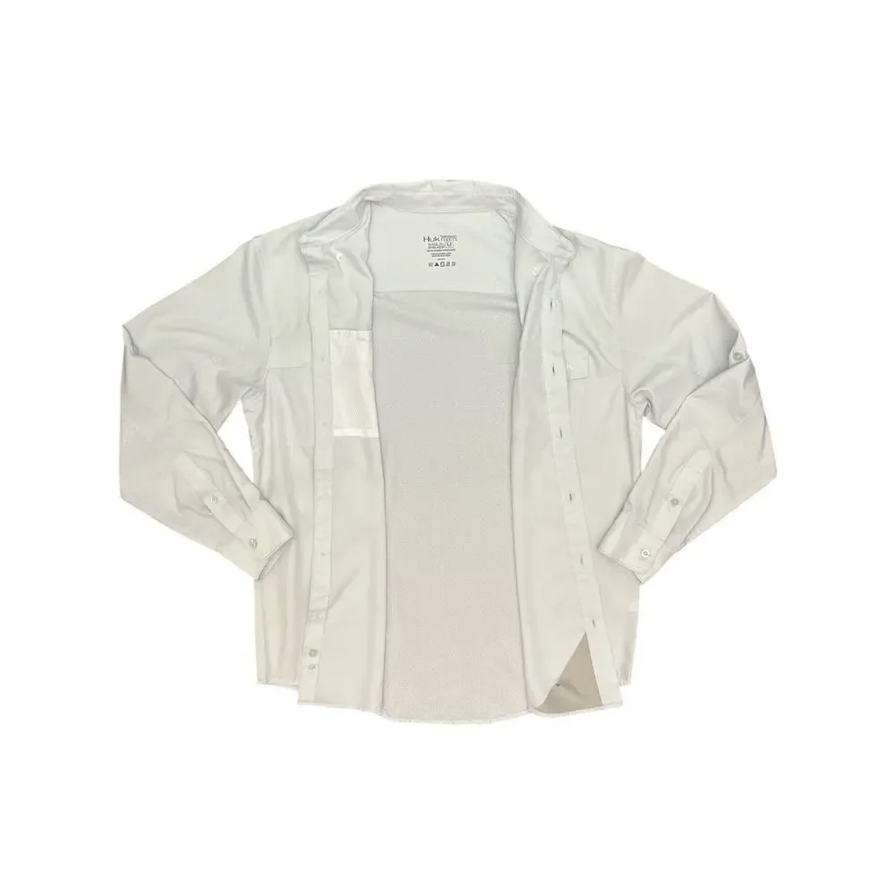 Huk Performance Fishing Shirt Men’s M Gray Long Sleeve Vented Mesh Lined